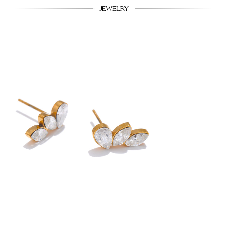Cubic Zirconia Angel Wings Stud Earrings – Dainty 18K Gold Plated Jewelry