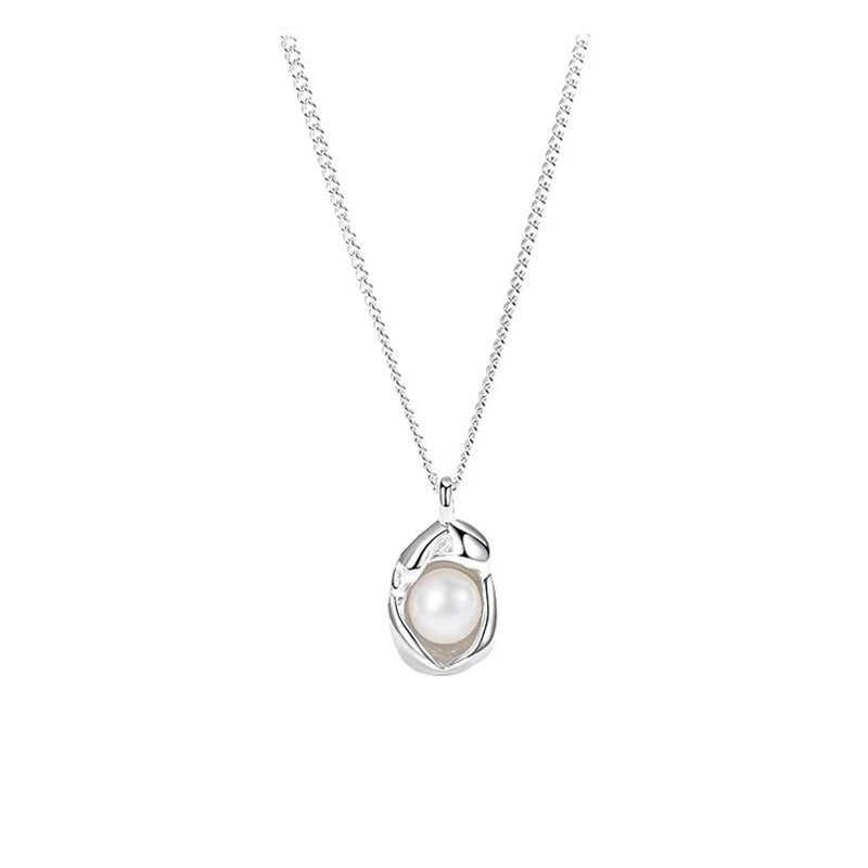 18K Gold Plated Pearl Geometric Pendant Necklace – 925 Sterling Silver | Minimalist Charm Jewelry
