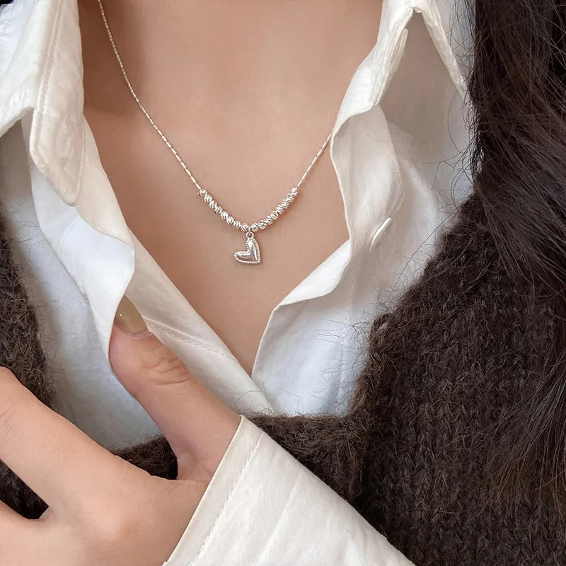 Elegant 925 Sterling Silver Heart Necklace – 18K Gold Plated | Timeless Love Pendant