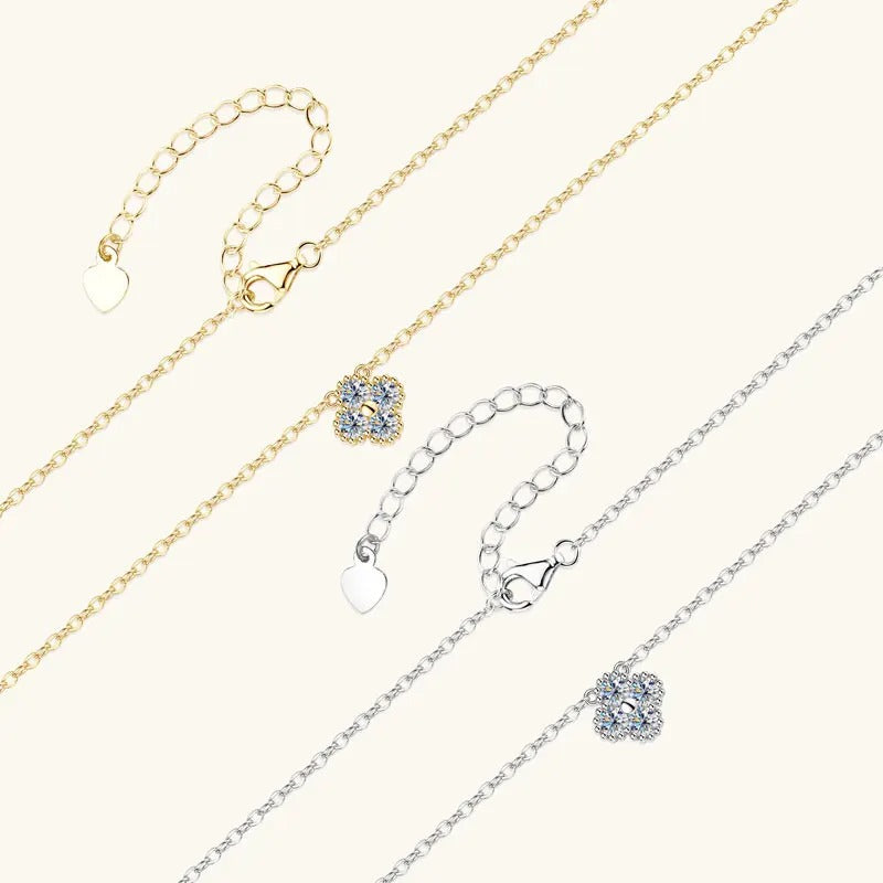 Elegant Moissanite Clover Pendant Necklace – S925 Sterling Silver, 18K Gold Plated- Certificate Included