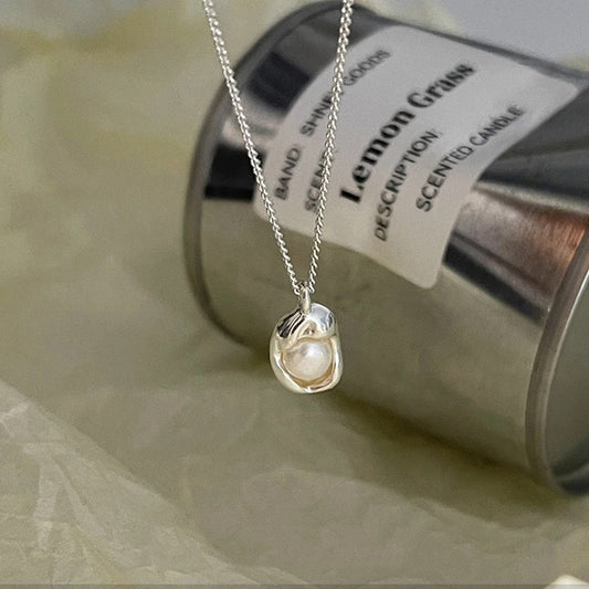 18K Gold Plated Pearl Geometric Pendant Necklace – 925 Sterling Silver | Minimalist Charm Jewelry